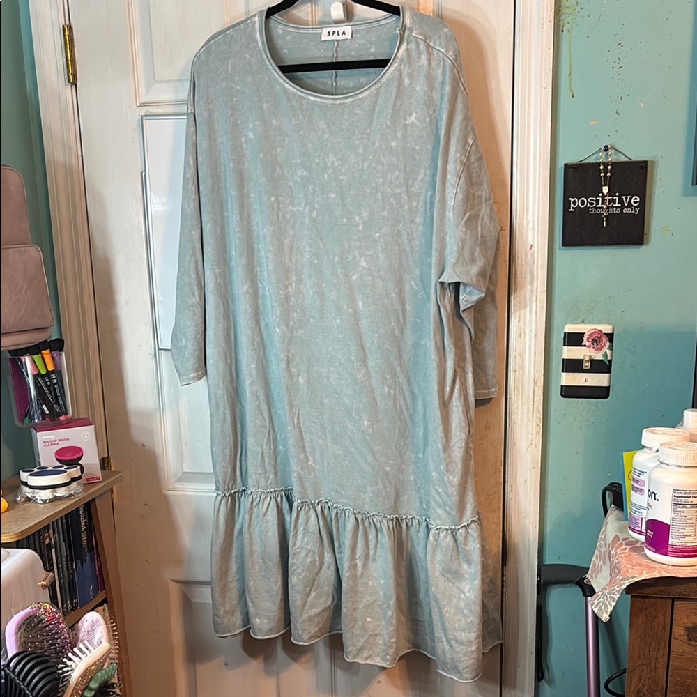 SPLA Light Blue Ruffle Hem Dress Size 3X